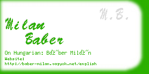 milan baber business card